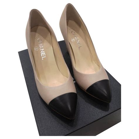 chanel beige black tip heel|chanel pumps and shoes.